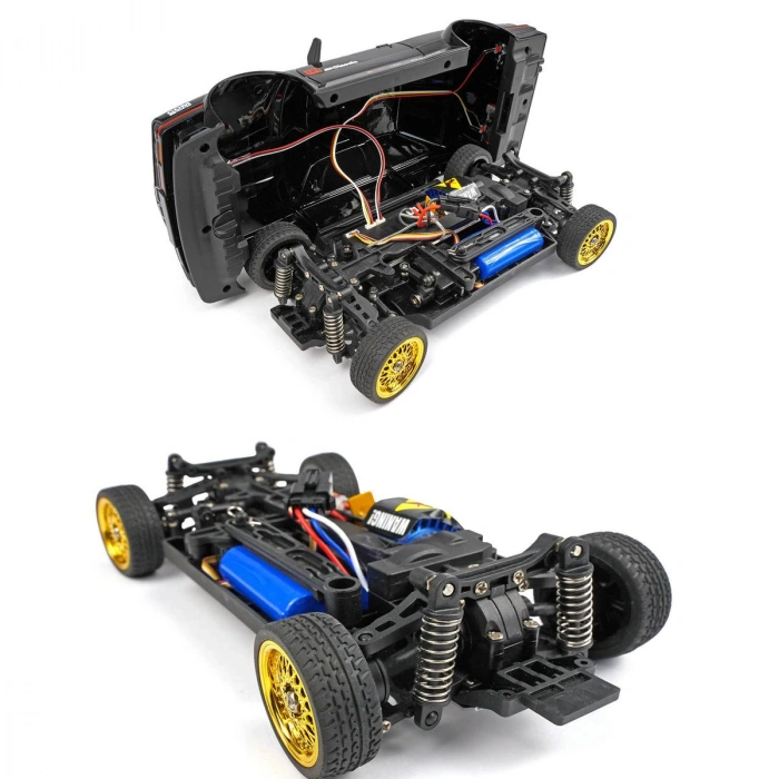 1/16 4WD 50 KM Hızlı E30 RC Drift Uzaktan Kumandalı Yedek Lastikli Oyuncak Drift Araba Siyah