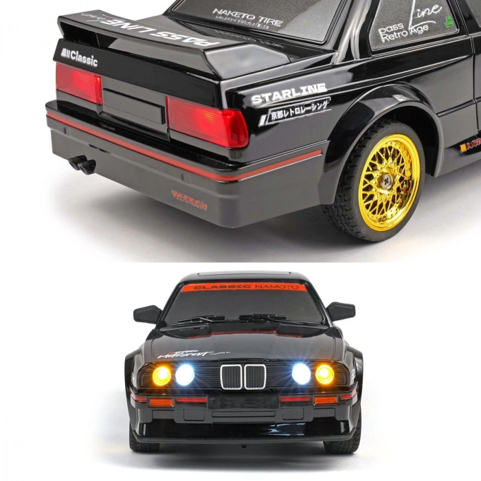 1/16 4WD 50 KM Hızlı E30 RC Drift Uzaktan Kumandalı Yedek Lastikli Oyuncak Drift Araba Siyah