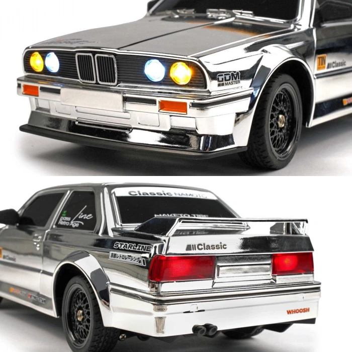 1/16 4WD 50 KM Hızlı E30 RC Drift Uzaktan Kumandalı Yedek Lastikli Oyuncak Drift Araba Gri