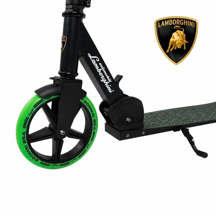 Lamborghini Lisanslı L6-200 Katlanabilir Metal Ayaklık Kaymaz Taban 2 Tekerlekli 8+ Yaş Çocuk Scooter Yeşil