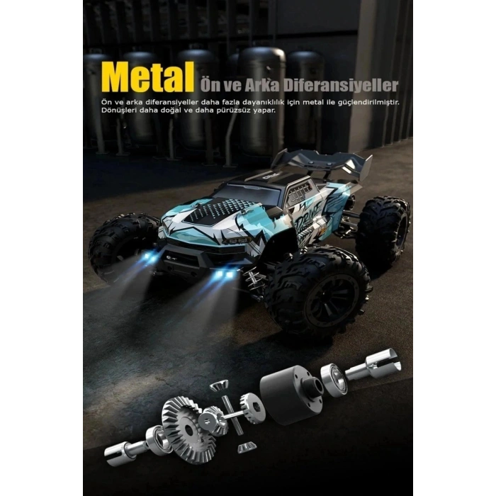 Profesyonel RC Uzaktan Kumandalı Araba 4WD 1:16 Metal İç Aksam 70km/H Şarjlı 4x4 Model Araç