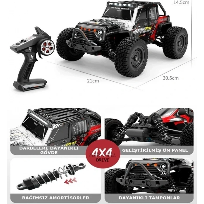 Mofy Baby Gantry Pro Fırçasız Motor 70KM Hız Yapan Uzaktan Kumandalı Metal Iç Aksam Rc 4WD Araba Kırmızı