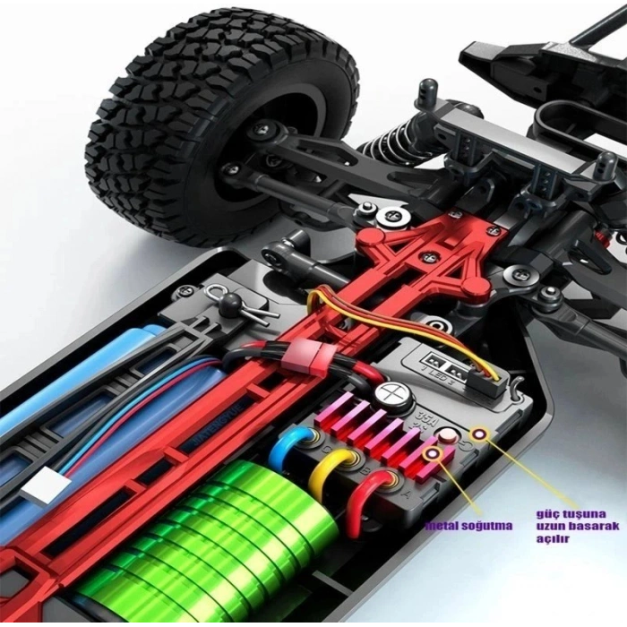 Mofy Baby Gantry Pro Fırçasız Motor 70KM Hız Yapan Uzaktan Kumandalı Metal Iç Aksam Rc 4WD Araba Kırmızı