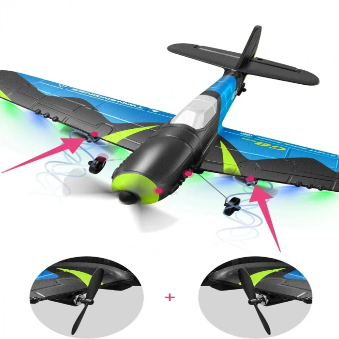 EPP Sünger Gövde 2.4GHz Çift Motorlu RC Planör Drone Uzaktan Kumandalı Planör Uçak