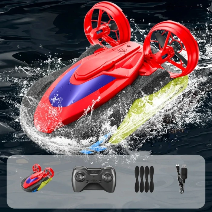 Hem Suda Hem Karada Kullanılabilen Stunt Drift RC Tekne Oyuncak 2.4GHz Uzaktan Kumandalı Araba Kırmızı
