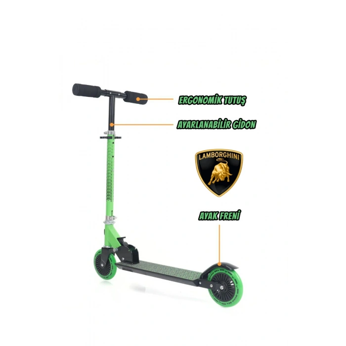 Lamborghini L6-120 Katlanabilir Çocuk Scooter Yeşil