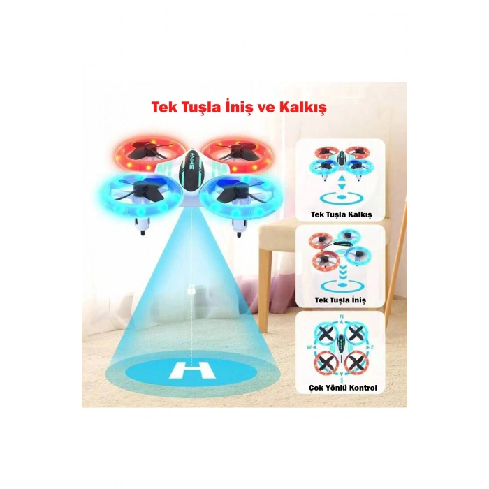 LED Işıklı Akrobat Mini Drone 360° Mini Kamerasız Drone Quadcopter 2.4Ghz