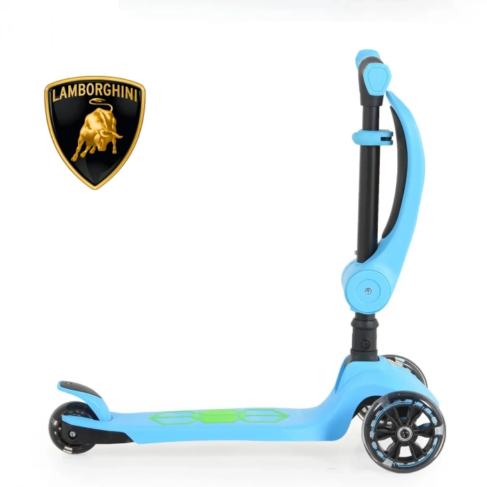 Lisanslı L5 2in1 Katlanabilir Oturaklı Işıklı 3 Tekerlekli Çocuk Scooter Mavi