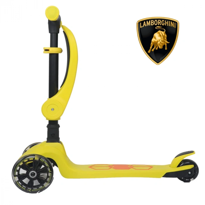 Lisanslı L5 2in1 Katlanabilir Oturaklı Işıklı 3 Tekerlekli Çocuk Scooter Sarı