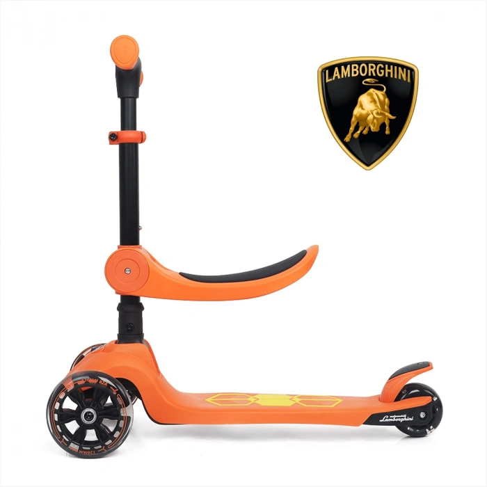 Lisanslı L5 2in1 Katlanabilir Oturaklı Işıklı 3 Tekerlekli Çocuk Scooter Turuncu