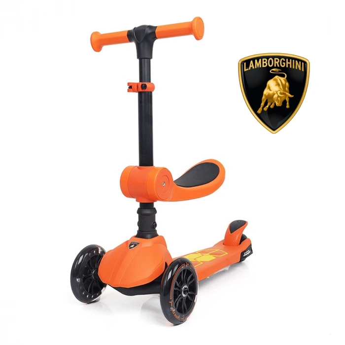 Lisanslı L5 2in1 Katlanabilir Oturaklı Işıklı 3 Tekerlekli Çocuk Scooter Turuncu