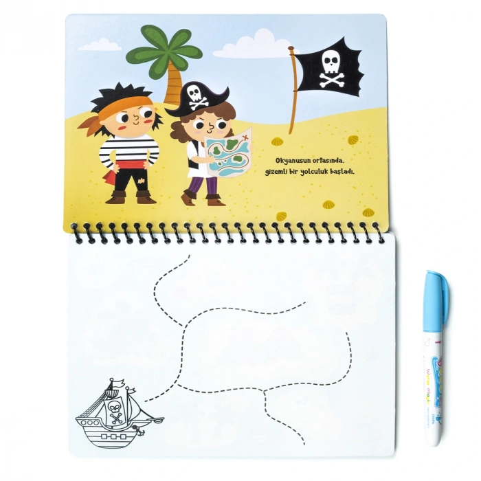 Magic Water Sihirli Boyama Kitabı Özel Sulu Kalem ile Water Painting Pirates Korsanlar