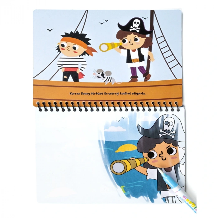 Magic Water Sihirli Boyama Kitabı Özel Sulu Kalem ile Water Painting Pirates Korsanlar