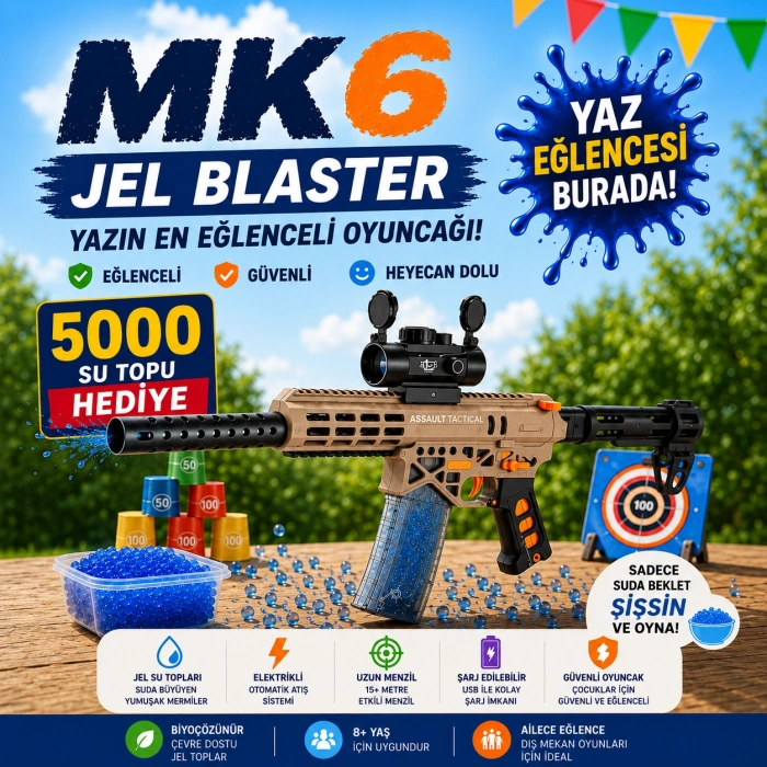 MK6 Gel Blaster Su Topu Atan Oyuncak Şarjlı Bej