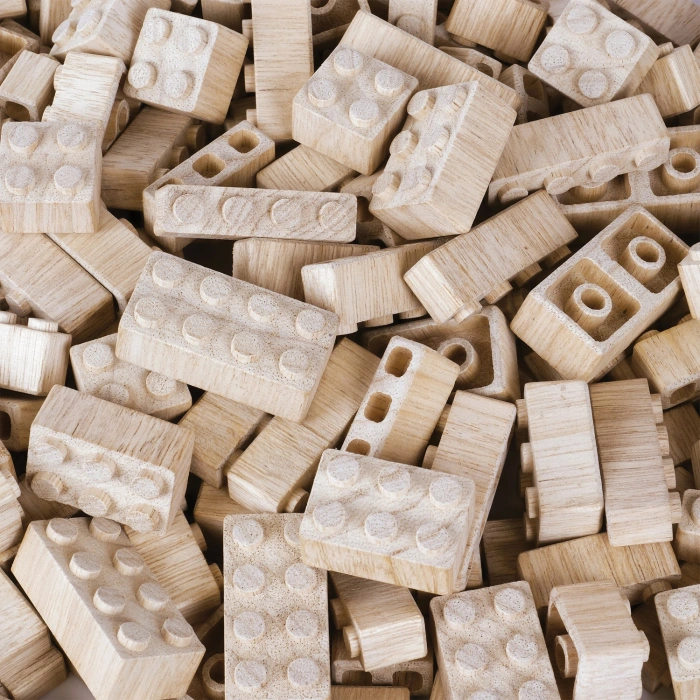 Organik Doğal Ahşap 60 Parça Eğitici Ahşap Yapı Blokları Lego