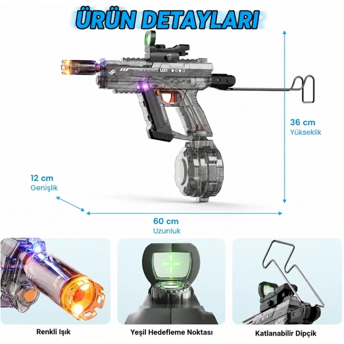 Otomatik Su Çeken 800 ml Hazneli Otomatik Oyuncak Su Tabancası