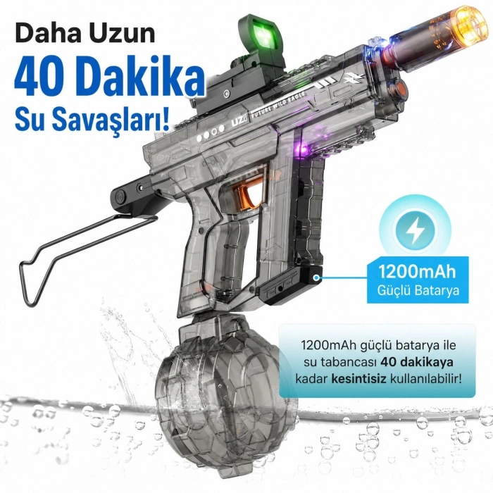Otomatik Su Çeken 800 ml Hazneli Otomatik Oyuncak Su Tabancası