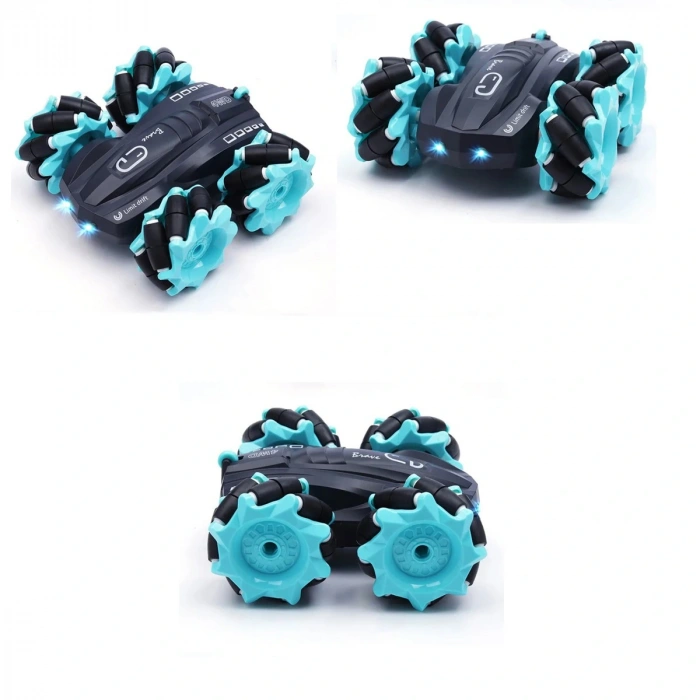 Uzaktan Kumandalı Işıklı Çok Yönlü Drift Tekerlekli Dublör Akrobat Araba Stunt Drift Car Mavi