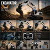 3in1 Excavator Kırıcı Delici Taşıyıcı RC Uzaktan Kumandalı Işıklı Sesli Metal Alaşım Ekskavatör İş Makinesi
