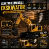 Buharlı Işıklı Sesli Metal Alaşım Excavator Uzaktan Kumandalı RC İş Makinesi