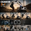 3in1 Excavator Kırıcı Delici Taşıyıcı RC Uzaktan Kumandalı Işıklı Sesli Metal Alaşım Ekskavatör İş Makinesi