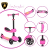 Lisanslı L5 2in1 Katlanabilir Oturaklı Işıklı 3 Tekerlekli Çocuk Scooter Pembe