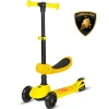 Lisanslı L5 2in1 Katlanabilir Oturaklı Işıklı 3 Tekerlekli Çocuk Scooter Sarı