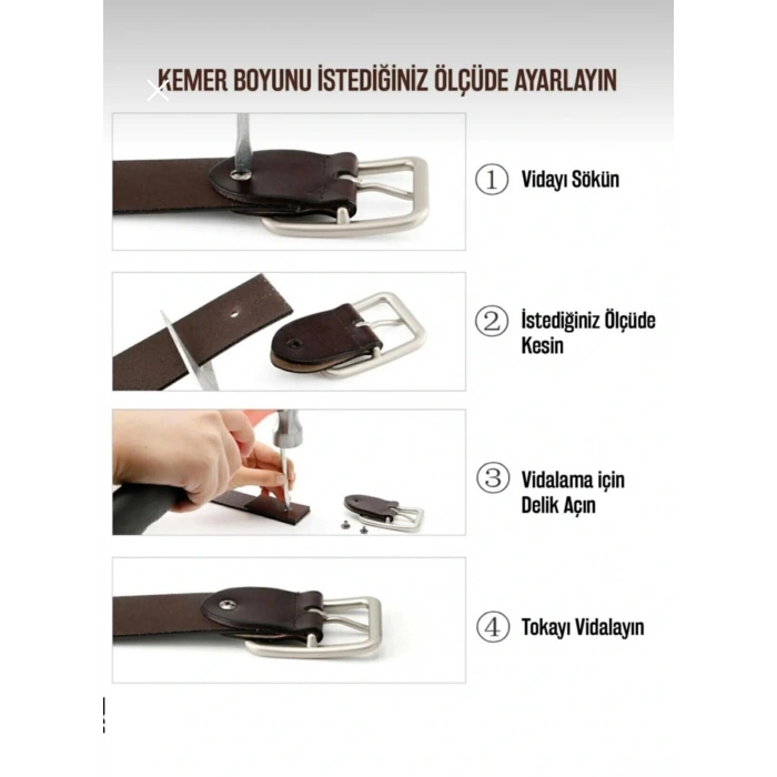 ERKEK KLASİK KEMER 3.5 CM 4 LÜ SET-   SİYAH-BORDO-KAHVE-TABA