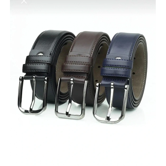 ERKEK KLASİK KEMER 3.5 CM 3 LÜ SET-SİYAH KAHVE LACİVERT