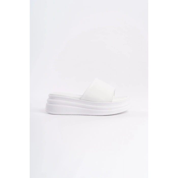 ALICE Düz Topuklu Kalın ve Ortopedik Taban Kadın Terlik CBT - Beyaz