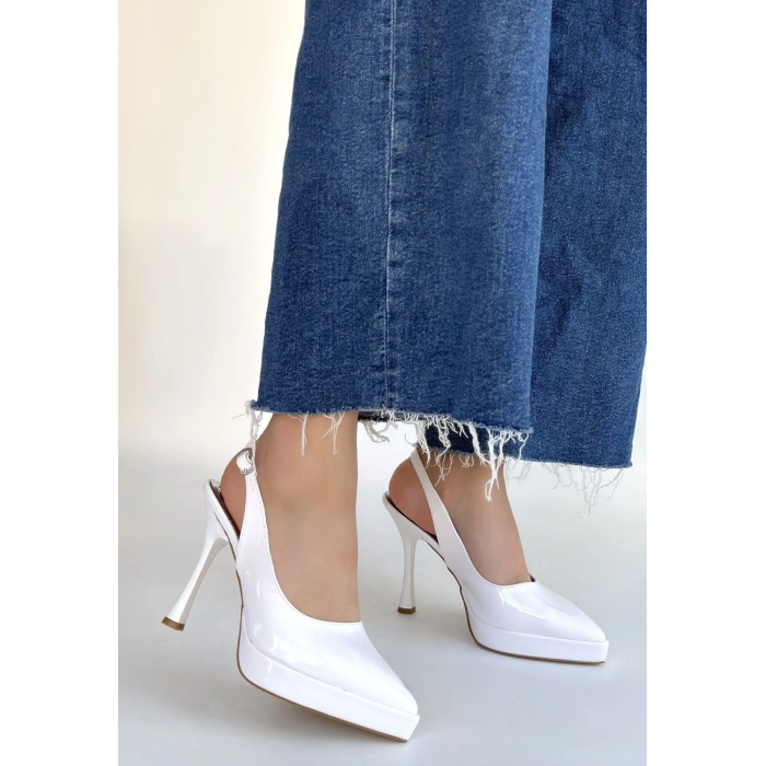 Arim Beyaz Rugan Platform Topuk Ayakkabı