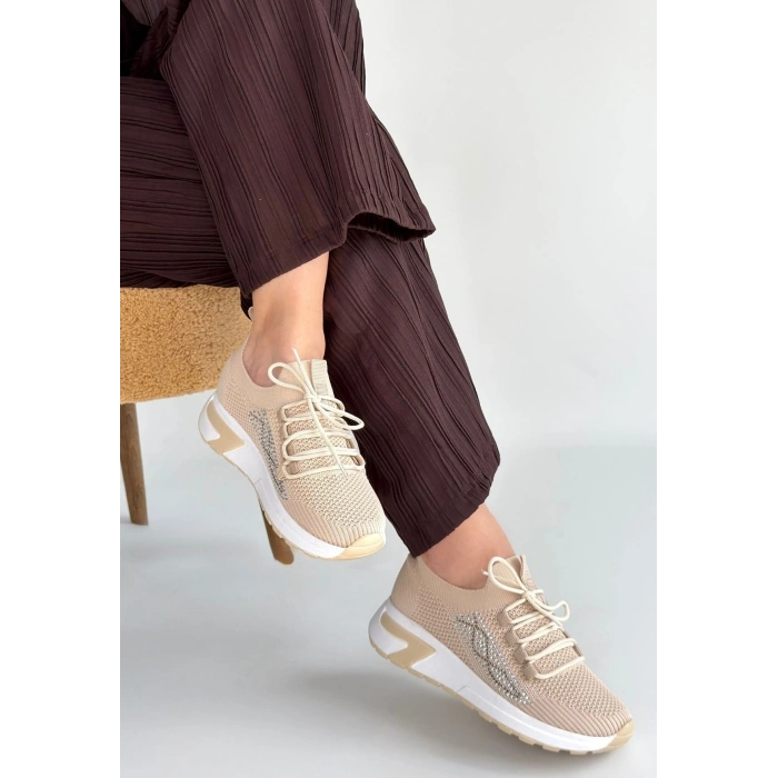 Belan Siyah Triko Bağcıklı Spor Ayakkabı