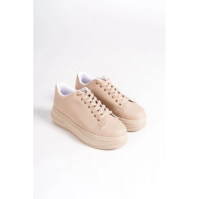 BIANA Bağcıklı Ortopedik Taban Kadın Sneaker Spor Ayakkabı CTT - Ten