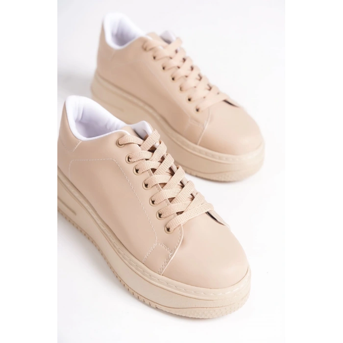 BIANA Bağcıklı Ortopedik Taban Kadın Sneaker Spor Ayakkabı CTT - Ten