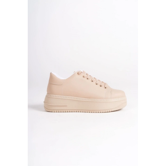BIANA Bağcıklı Ortopedik Taban Kadın Sneaker Spor Ayakkabı CTT - Ten