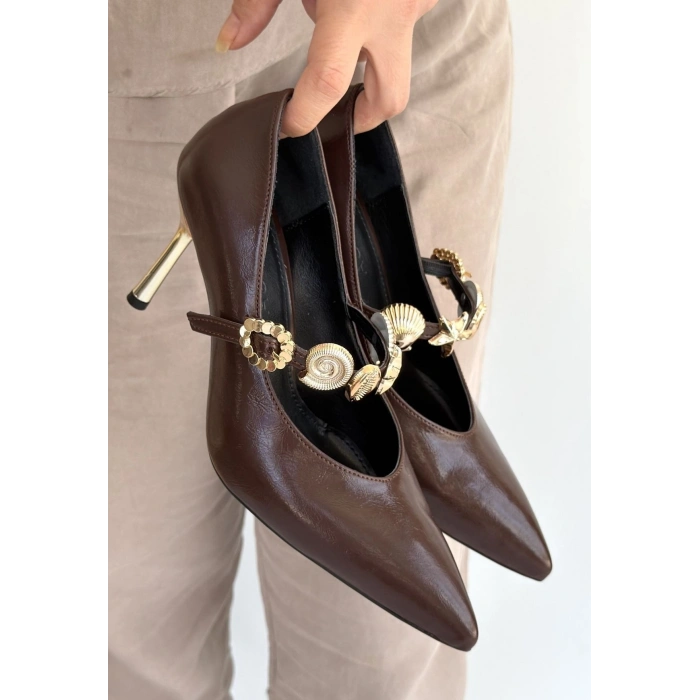 Conne Siyah Cilt Stiletto Ayakkabı