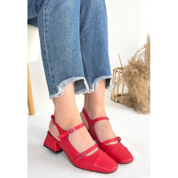 Doran Mavi Cilt Topuklu Ayakkabı