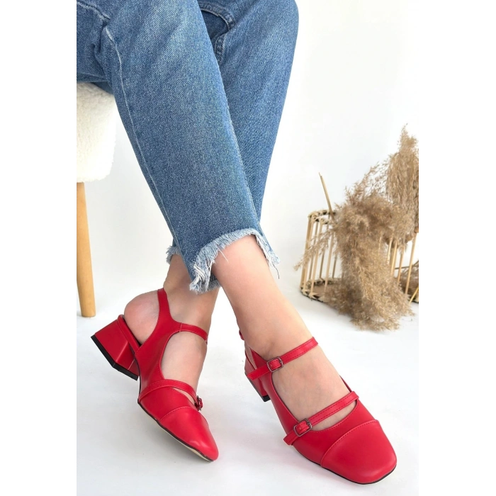 Doran Mavi Cilt Topuklu Ayakkabı