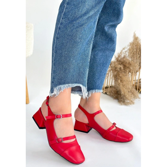 Doran Mavi Cilt Topuklu Ayakkabı