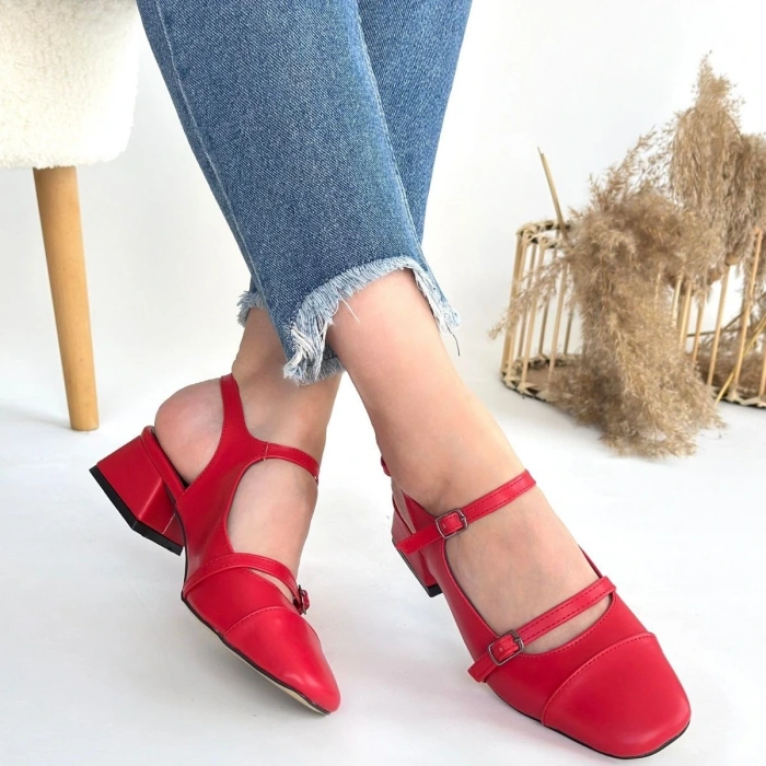 Doran Mavi Cilt Topuklu Ayakkabı