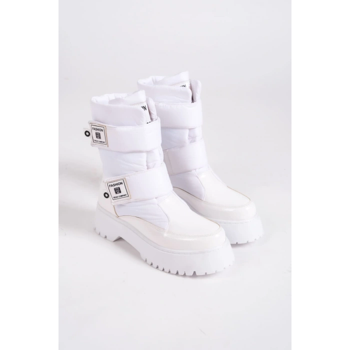 ELISA Cırt Cırtlı  Paraşüt Kumaş Rugan Kadın Bot RBT - Beyaz