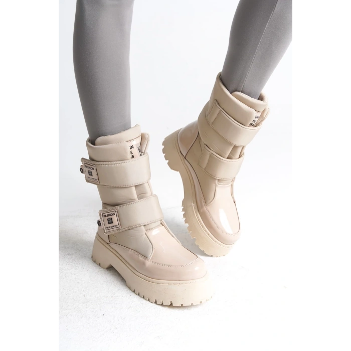 ELISA Cırt Cırtlı  Paraşüt Kumaş Rugan Kadın Bot RKT - Krem