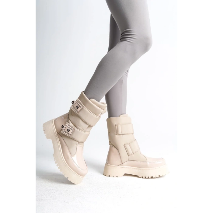 ELISA Cırt Cırtlı  Paraşüt Kumaş Rugan Kadın Bot RKT - Krem