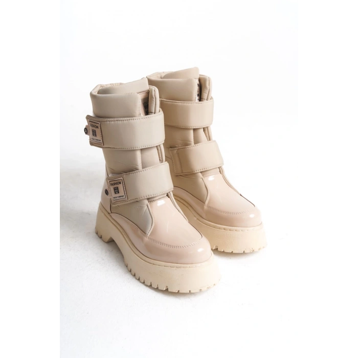 ELISA Cırt Cırtlı  Paraşüt Kumaş Rugan Kadın Bot RKT - Krem