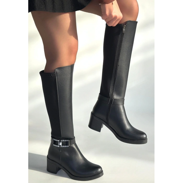 Emrat Siyah Cilt Topuklu Çizme