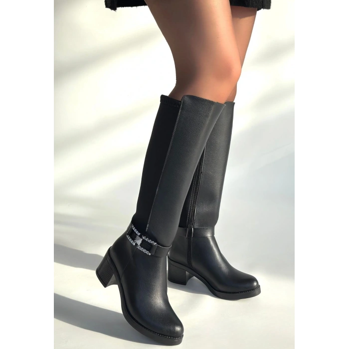 Emrat Siyah Cilt Topuklu Çizme