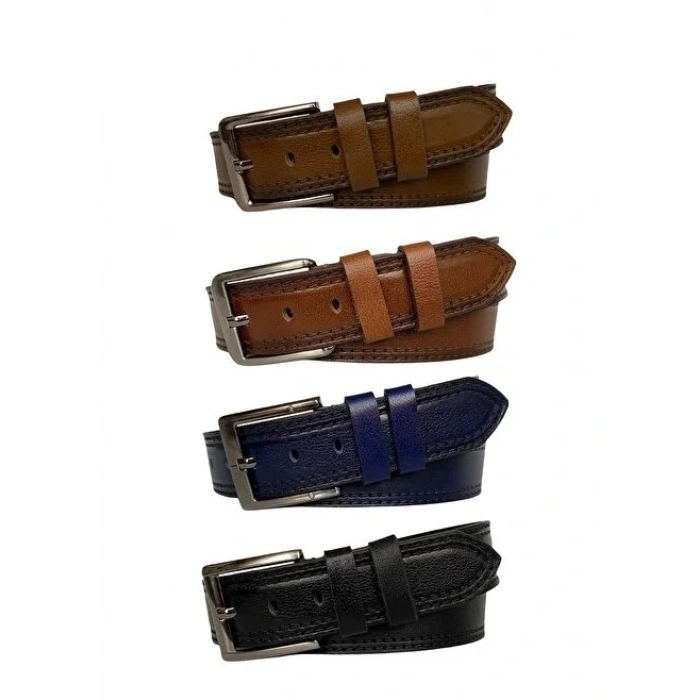 ERKEK KLASİK KEMER 3.5 CM 4 LÜ SET-   SİYAH-BORDO-KAHVE-TABA