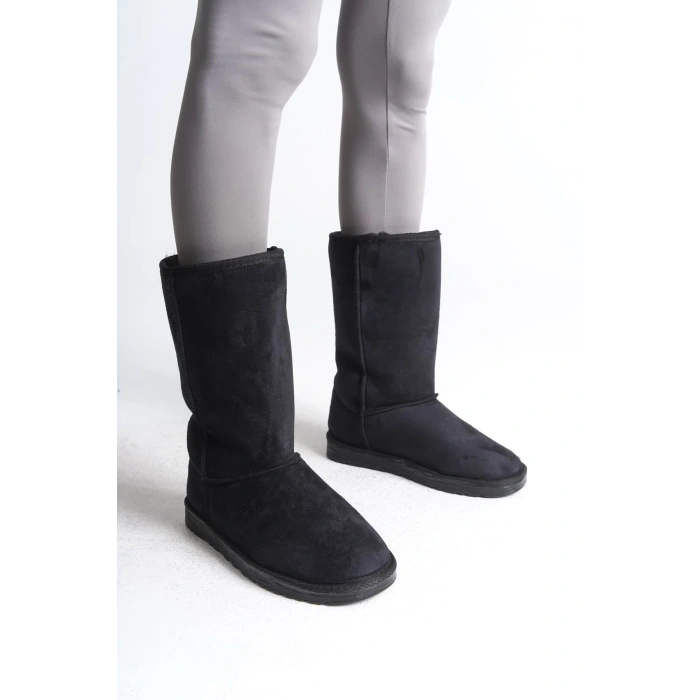 FREYA Bağcıksız Düz Taban İçi Kürklü Süet Kadın Bot  SST - Siyah