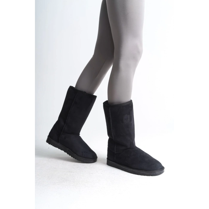 FREYA Bağcıksız Düz Taban İçi Kürklü Süet Kadın Bot  SST - Siyah