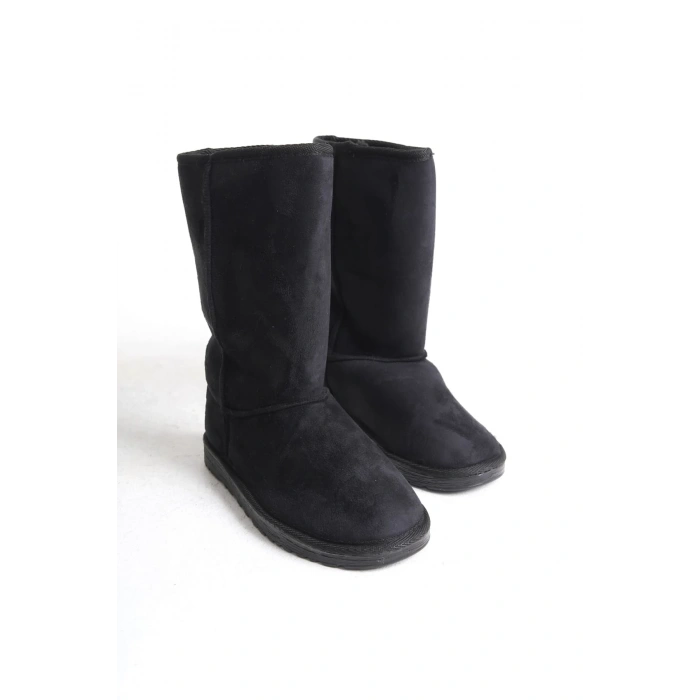 FREYA Bağcıksız Düz Taban İçi Kürklü Süet Kadın Bot  SST - Siyah